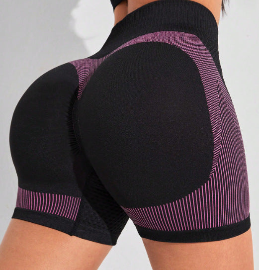 Sømløse sportsshorts til kvinder med ferskenformende høj talje