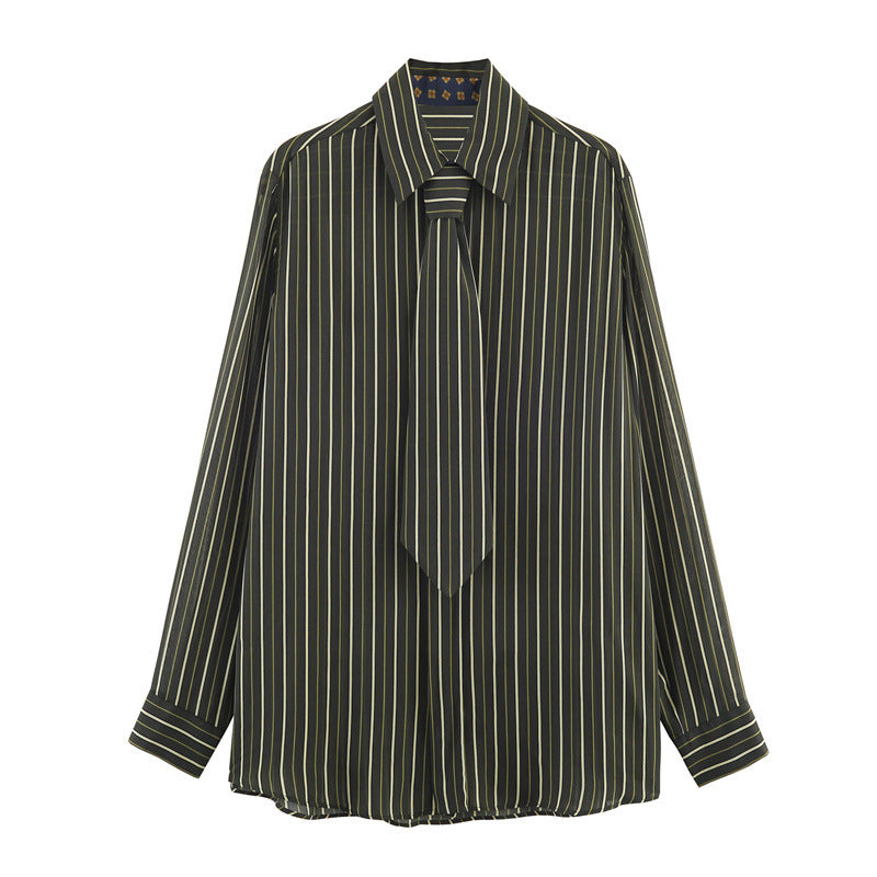Lady Striped Tie Shirt