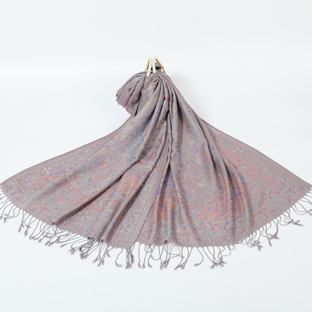 Export Scarf Ethnic Style Jacquard Cashew Tassel Shawl