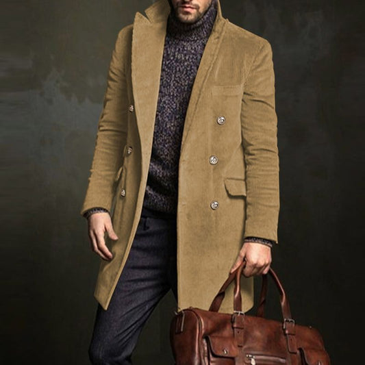 Mid-length double-breasted male youth coat men's jacket