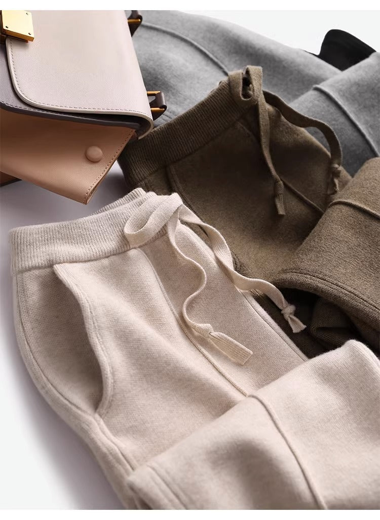 Fashion Personality Female Knit Cropped Pants