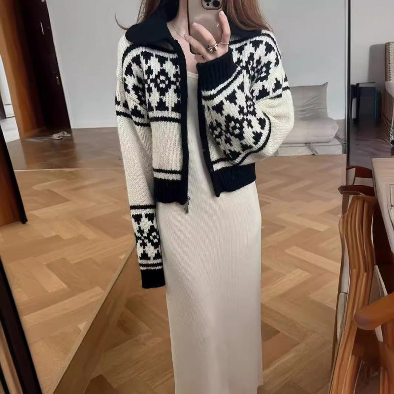 Slim-fit Slimming Lapel Sweater Women's Coat
