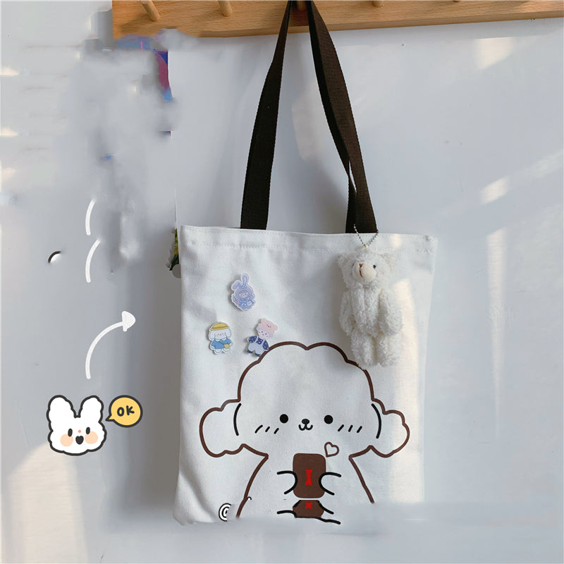 College Style Cute Cartoon Canvas Girl Shoulder Bag