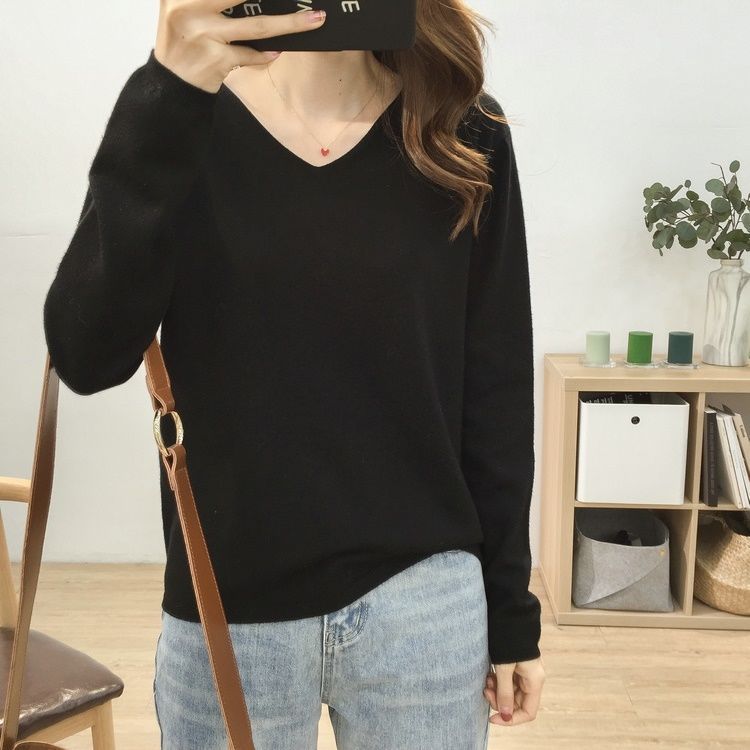 Solid Color Inner Wear Bottoming Shirt Sweater For Women