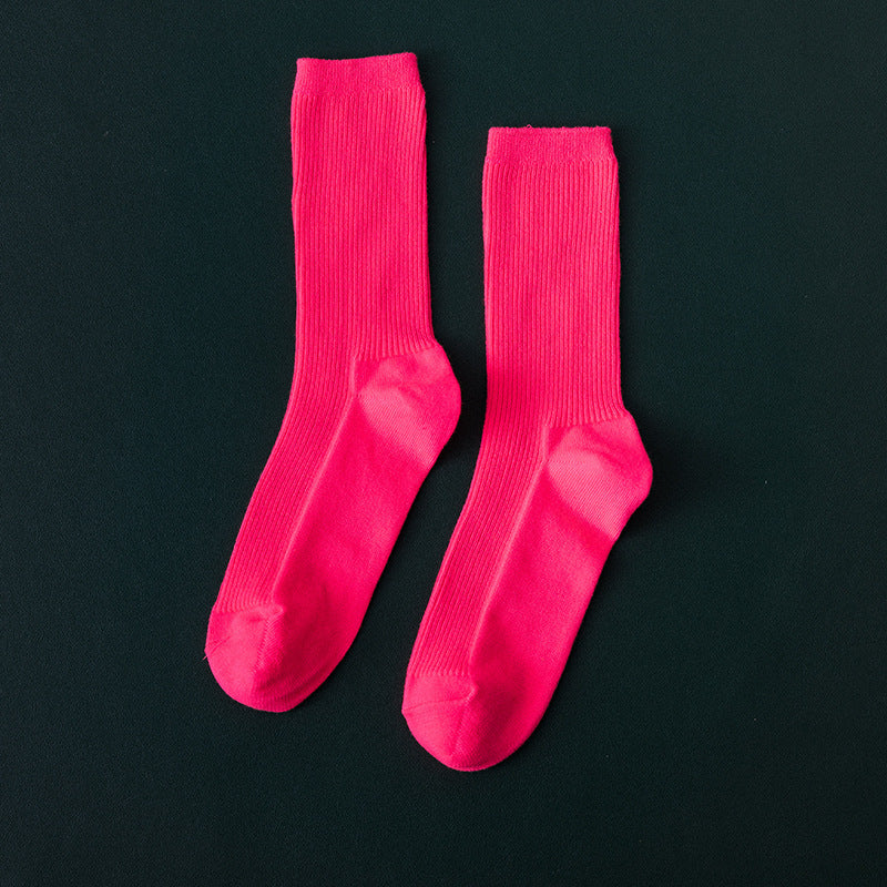 Medium Tube Long Tube Fluorescent Candy Color Socks