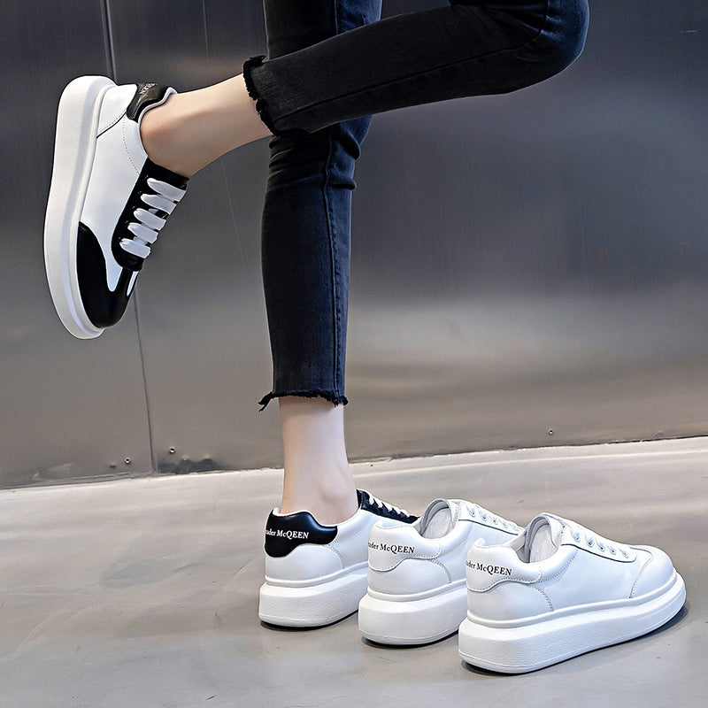 Hong Kong First Layer Leather White Shoes Sports Flat Casual