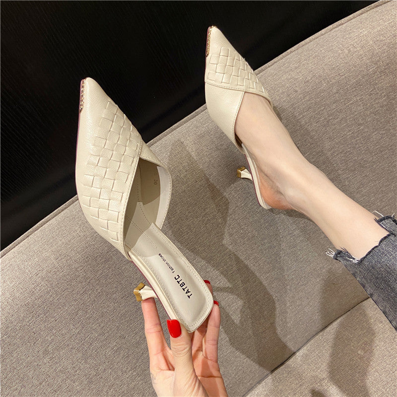 Fashion All-match Outer Wear Diamond Stiletto Muller Shoes