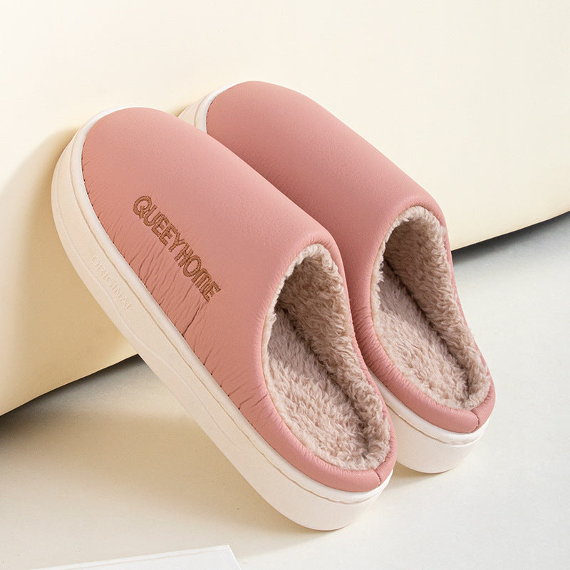 Winter Cotton Waterproof Outdoor Slippers Home Non-slip Winter Fleece-lined Men's Platform