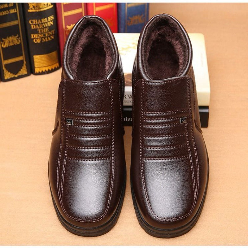 Plush Cotton Leather Shoes Men's Protection Snow Boots Casual Men's Shoes