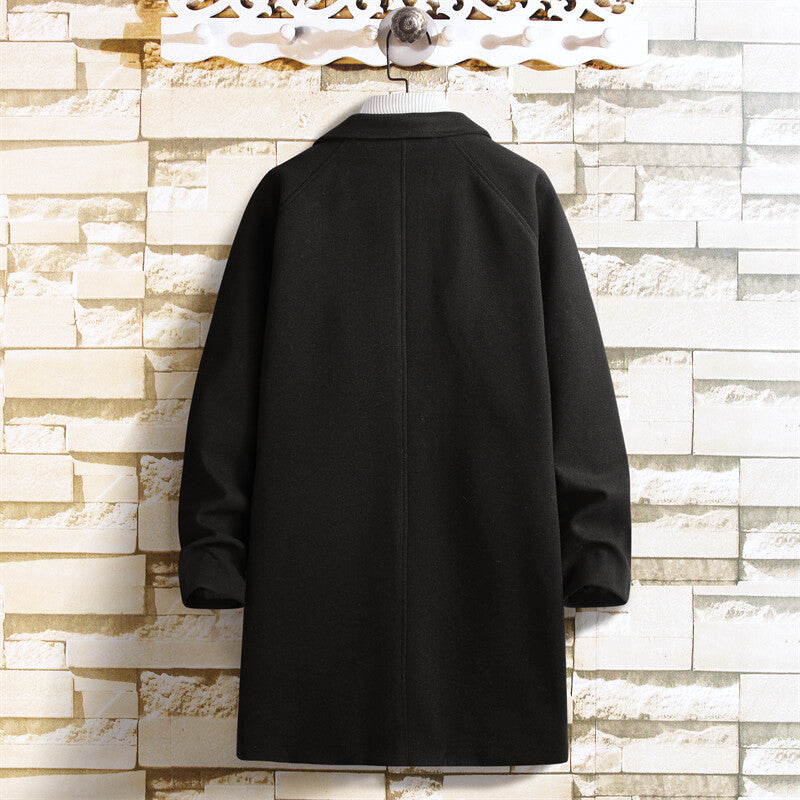 Double Breasted Wool Mid-length Woolen Coat For Men