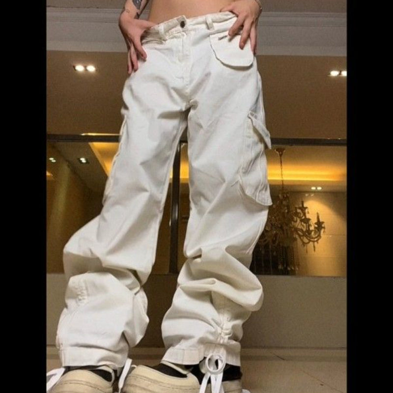 Women's Fashionable Multi-pocket Drawstringable Work Casual Trousers
