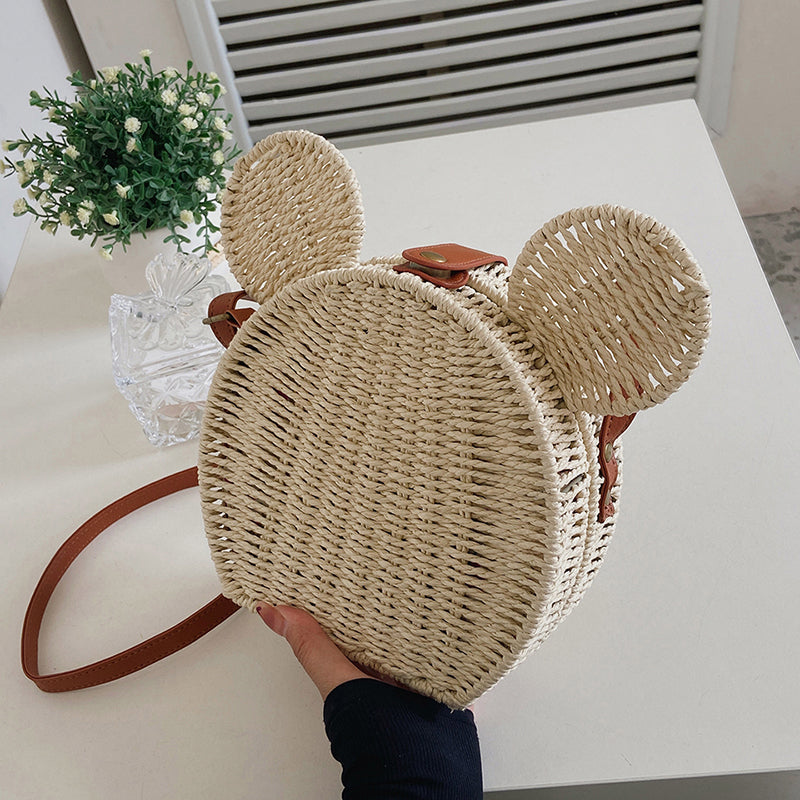 New Mori Woven Grass Small Round Bag