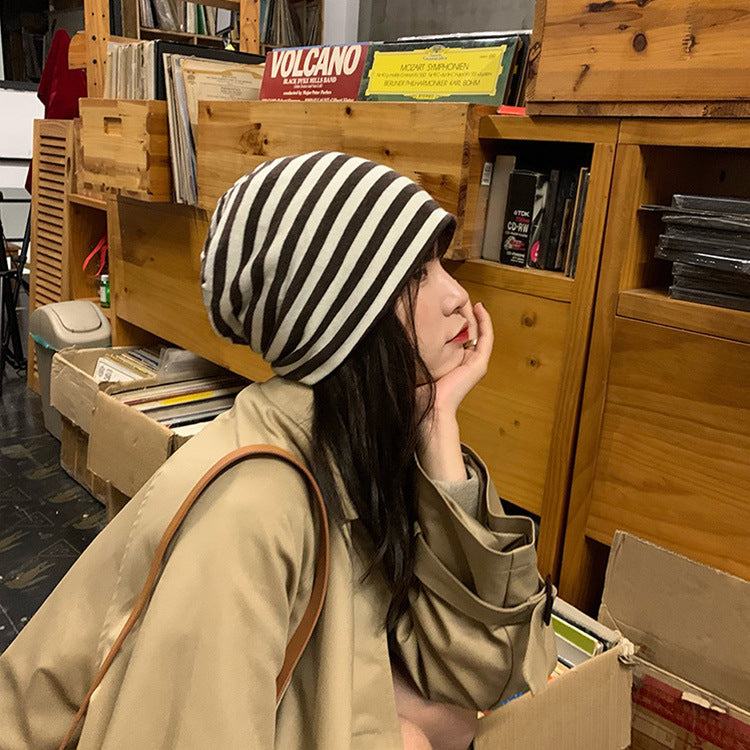 Spring And Summer Thin Cap Sun-proof And Breathable Vintage Stripe All-match Bag Cap