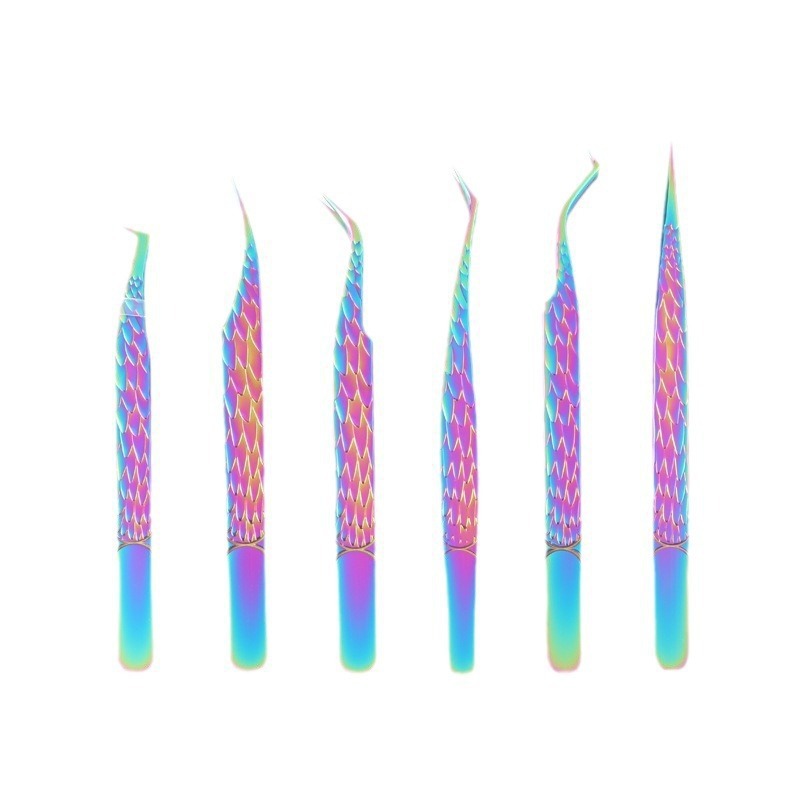 Colorful Stainless Steel Grafting Eyelash Tweezers Full Series Manicure Implement