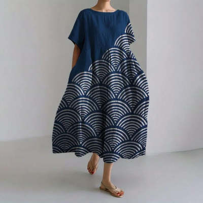Womens 3D-printed Crew-neck Dress