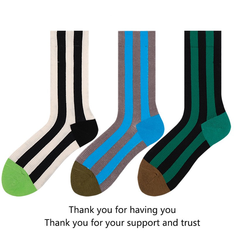 Contrast Striped Socks With Dopamine Color