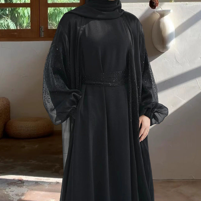Lady Mesh Robe Coat Two-piece Set