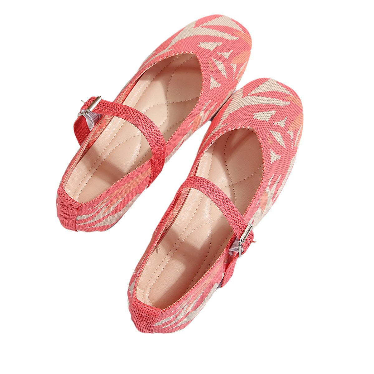 Square Toe Knitted Braided Non-slip Soft Soles Single-layer Shoes