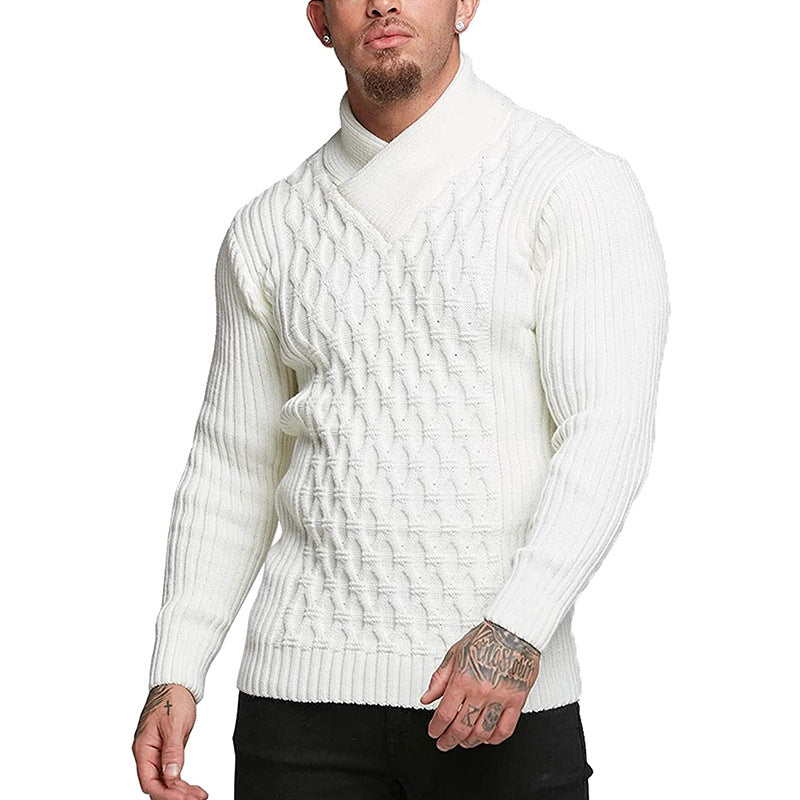 Sweater Men's Solid Color Long-sleeved Sweater Code