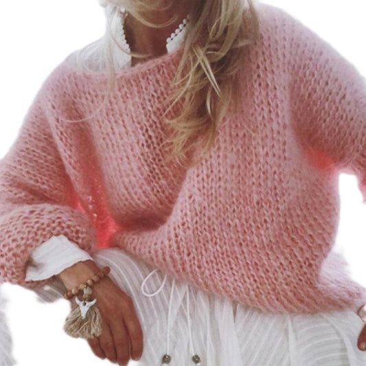 Womens Fashionable Loose Casual Knitted Sweater