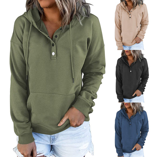 Loose-fitting Casual Long-sleeve Hoodie With A Drawstring And Pockets