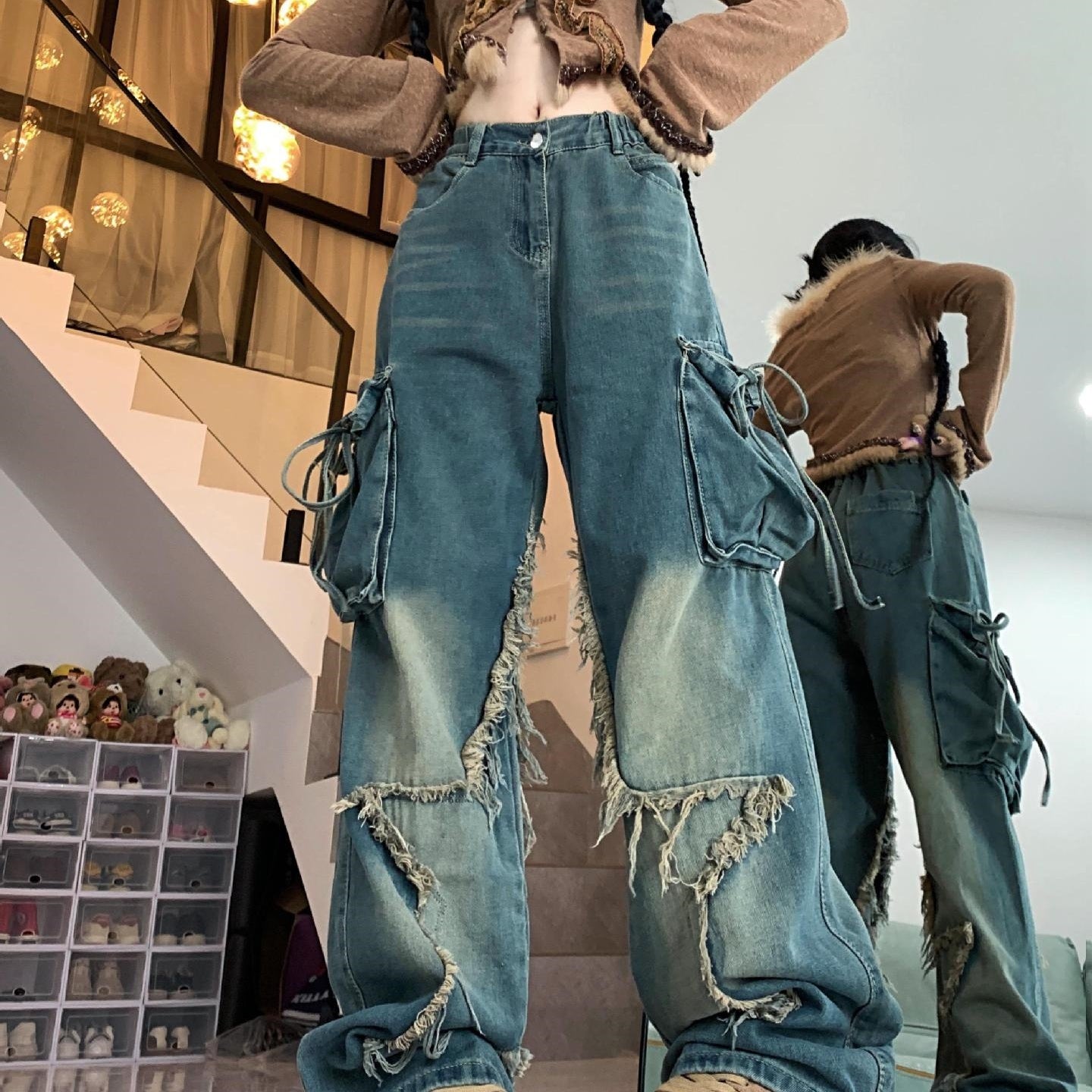 Retro Five-pointed Star Loose-fitting Slimming Pants
