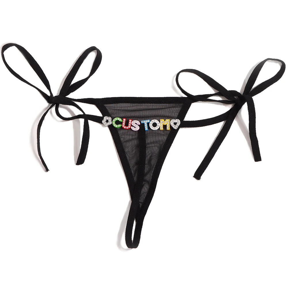 Lace Transparent Rhinestone Alphabet Panties