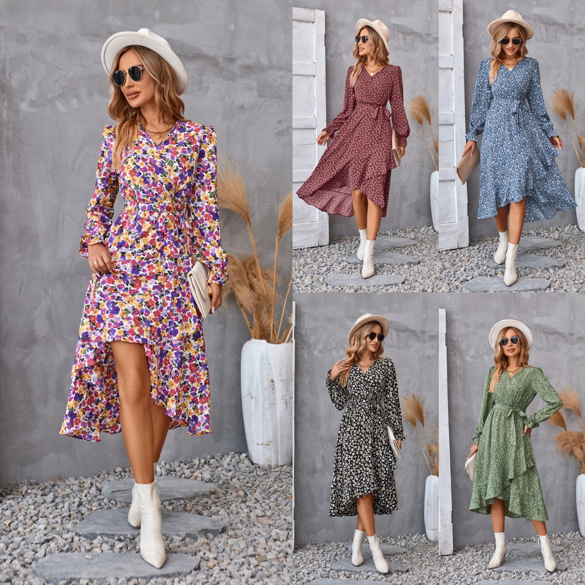 Printed AutumnWinter Long-Sleeve Dress For Women
