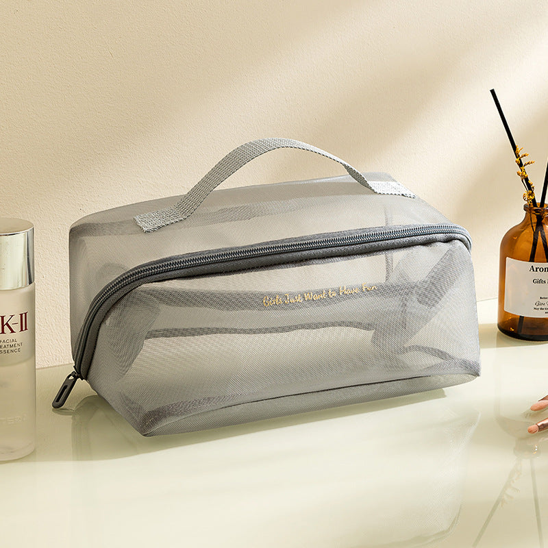 Travel Transparent Portable Large Capacity Mesh Cosmetic Bag
