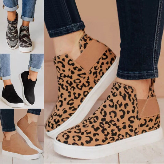 Thick-soled Women's Flat-soled Casual Shoes Leopard Print Lazy