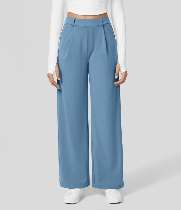 European And American High Waist Pocket Cropped Straight Pants