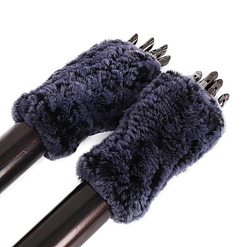 Rex Rabbit Fur Real Fur Cute Half Finger Thickened Gloves
