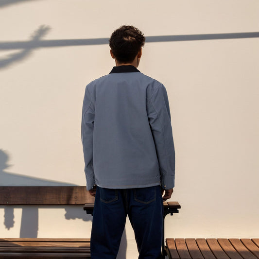 Men's Color Matching Lapel Zipper Jacket