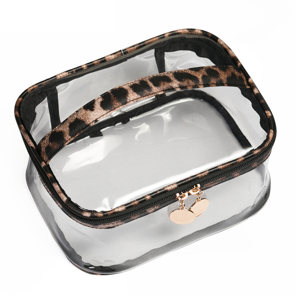 Leopard Print PVC Transparent Portable Cosmetic Bag