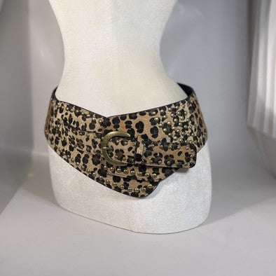 Chic efterår/vinter hestehår leopardprint fluffy bredt bælte