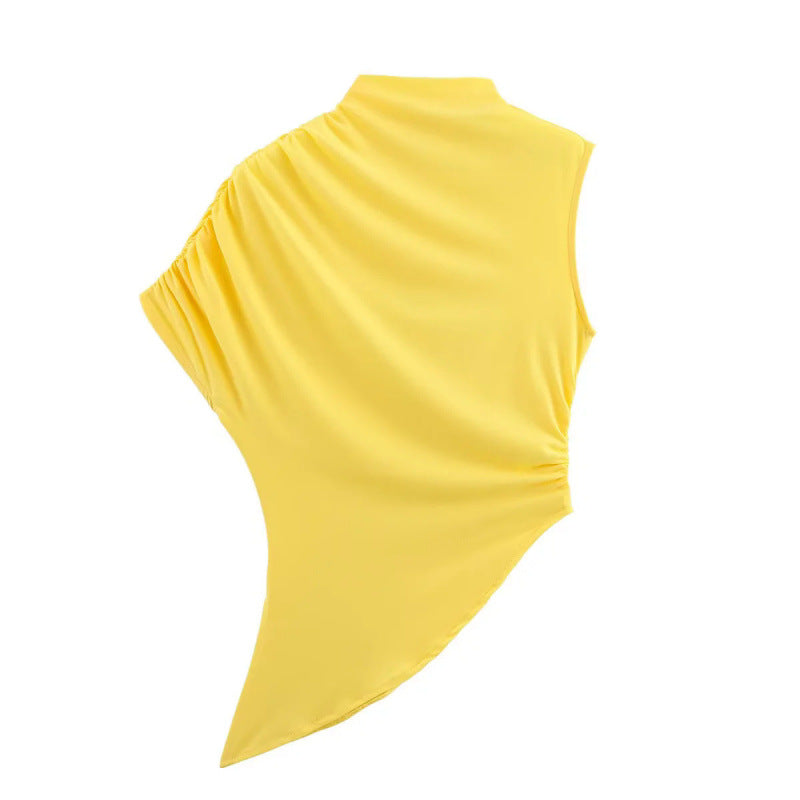 Slim-fit Design Asymmetric Sleeveless Top