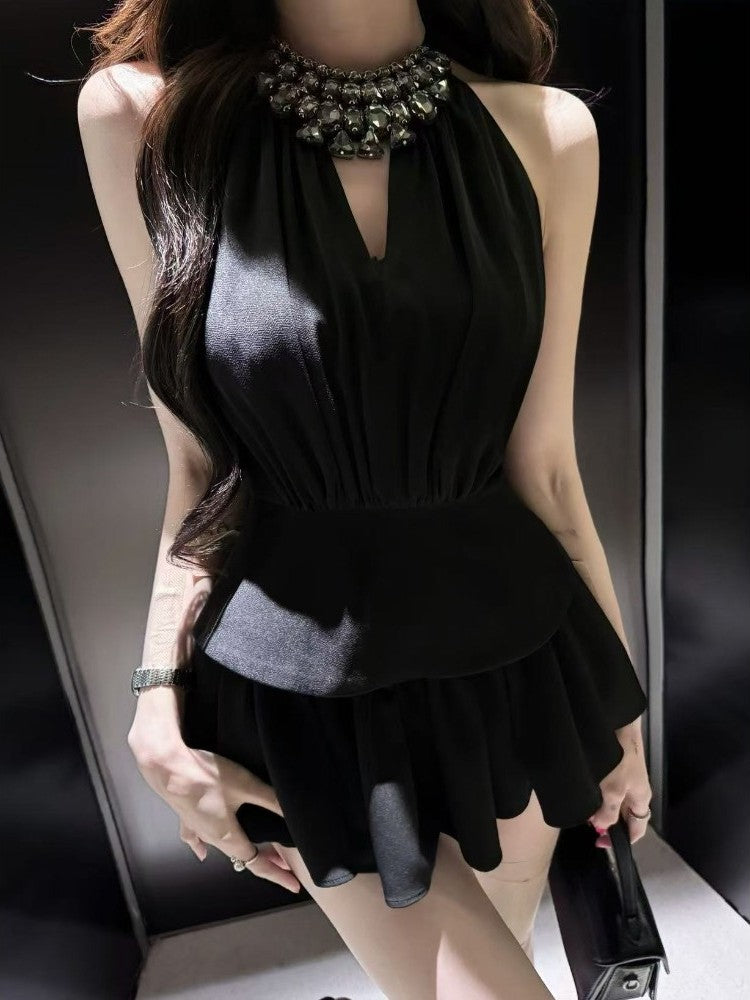 Fashion Halter Coat Skirt Two-piece Suit