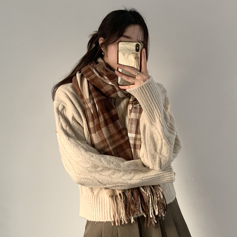 Korean-style Half-turtleneck Twist Twisted Half-zip Collar Knitted Top