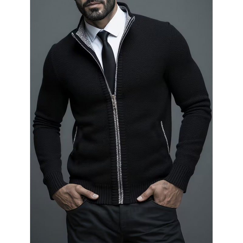 Men's Stand-up Collar Knitted Sweater Coat