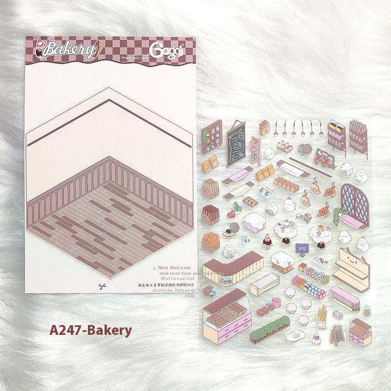 Three-dimensional Stacking Landscaping Cabin Stickers Notebook