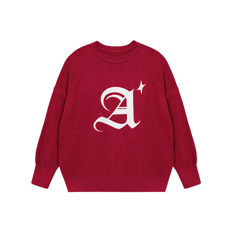 Printed Round Neck With Low Sense Sweater