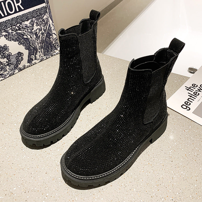 Women's New British Muffin Heel Platform Martin Boots