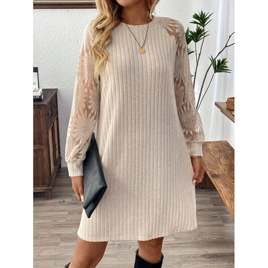 Womens Casual Jacquard Patchwork Short Mini Dress
