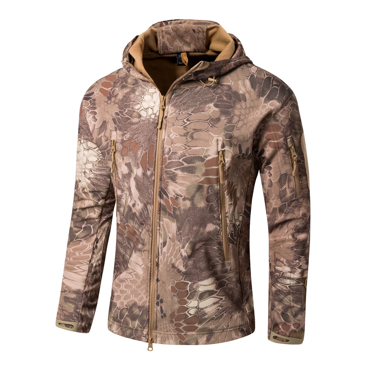 Large-size Softshell Fleece Outdoor Jacket Warm Camouflage For Winter