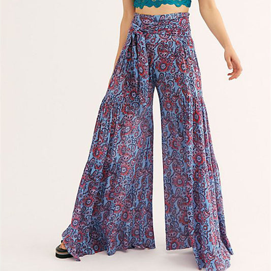 New Digital Printed Women's Loose Casual Pants Beach Wide