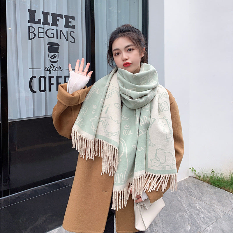 Printed Cashmere Shawl For Sun Protection In Autumn And Winter
