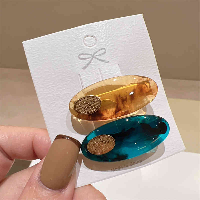 Oval Acetate Small Duckbill Clip Fashion Hairpin
