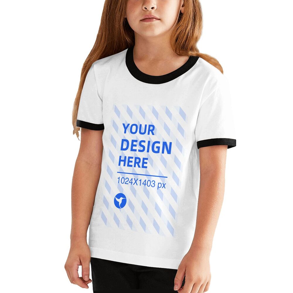 Løs T-shirt med kontrast og korte ærmer til unge