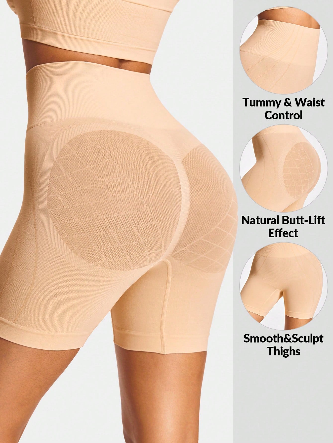 Women's Firm Control High-Waisted Shorts - Butt-Lift & Tummy Thigh Contour