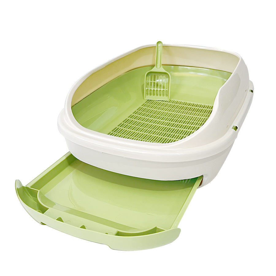Semi-closed Grid Drawer Double Layer Litter Box